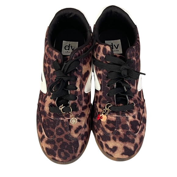 dv Dolce Vita Quantum Charm Leopard Print Sneakers Brown Black White Womens 9.5 - Picture 2 of 8